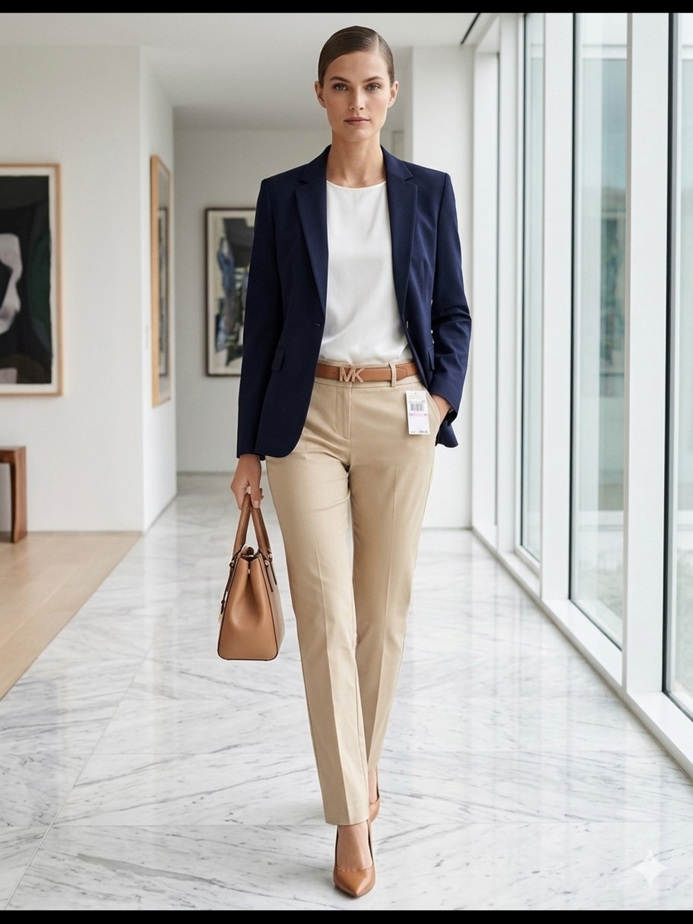 Michael Kors Beige Straight-Leg Trousers